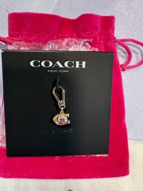 NWT COACH Gold-Tone champagne color Crystal C Charm